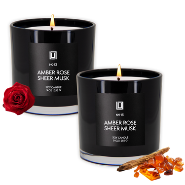 Amber, Rose & Sheer Musk | Luxury Scented Candle | 2Pack - 9 Oz. Jar