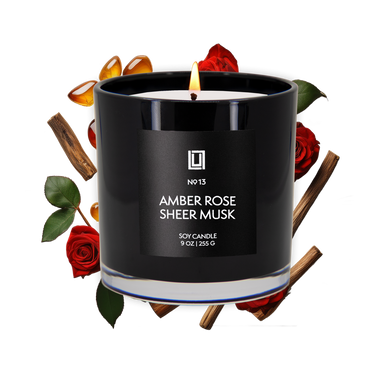 Amber, Rose & Sheer Musk | Luxury Scented Candle | 9 Oz. Jar