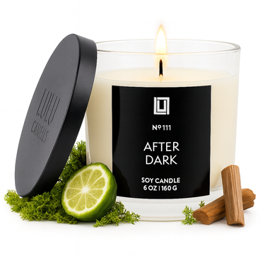 After Dark (Teak & Mahogany) | Luxury Scented Candle | 6 Oz. with Black Lid