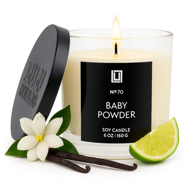 Baby Powder | Luxury Scented Candle | 6 Oz. with Black Lid