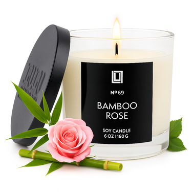 Bamboo Rose | Luxury Scented Candle | 6 Oz. with Black Lid