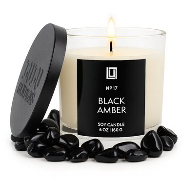 Black Amber | Luxury Scented Candle | 6 Oz. with Black Lid