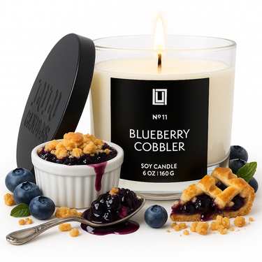 Blueberry Cobbler | Luxury Scented Candle | 6 Oz. with Black Lid