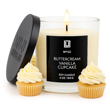 Buttercream Vanilla Cupcake | Luxury Scented Candle | 6 Oz. with Black Lid