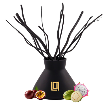 No. 75 Calypso | Passionfruit, Guava, Dragon Fruit | Luxury Reed Diffuser Set | 10 FL Oz. Capacity Matte Black Glass with 1 (4.2 Oz.) Diffuser Oil