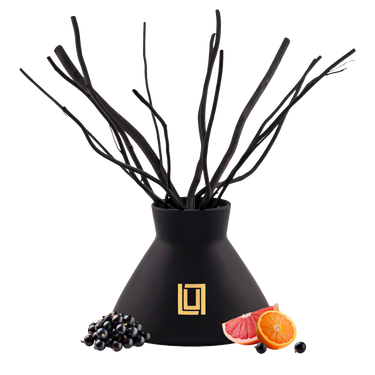 No. 4 Capri | Blood Orange & Grapefruit | Luxury Reed Diffuser Set | 10 FL Oz. Capacity Matte Black Glass with 1 (4.2 Oz.) Diffuser Oil
