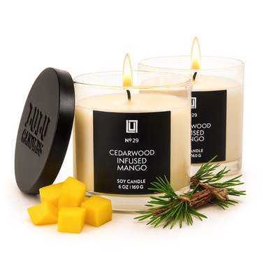 Cedarwood Infused Mango | Luxury Scented Candle | 2Pack - 6 Oz. Jar
