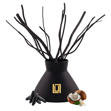 No. 6 Coco | Coconut Water, Tonka, Jasmine | Luxury Reed Diffuser Set | 10 FL Oz. Capacity Matte Black Glass with 1 (4.2 Oz.) Diffuser Oil