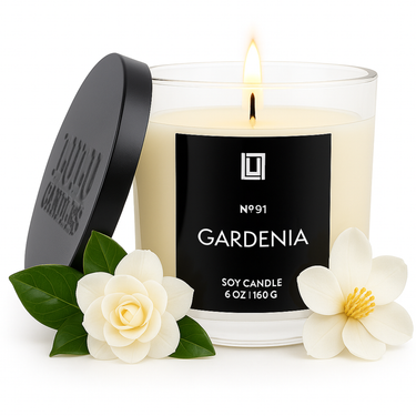 Gardenia | Luxury Scented Candle | 6 Oz. with Black Lid