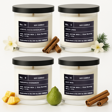 1-Fresh Linen, 1-Pineapple Evergreen, 1-Sexy Man, 1-Jasmine, Oud & Sandalwood |  6 Oz. - 4 Pack - Gift Set