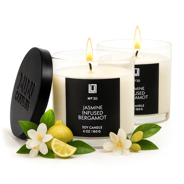 Jasmine Infused Bergamot | Luxury Scented Candle | 2Pack - 6 Oz. Jar