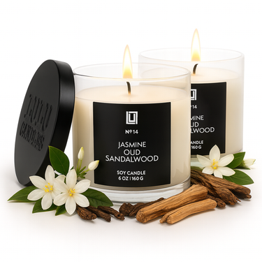 Jasmine, Oud & Sandalwood | Luxury Scented Candle | 2Pack - 6 Oz. Jar