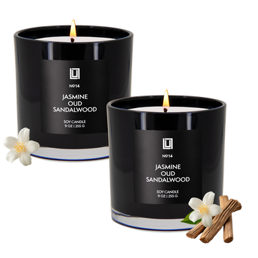Jasmine, Oud & Sandalwood | Luxury Scented Candle | 2Pack - 9 Oz. Jar