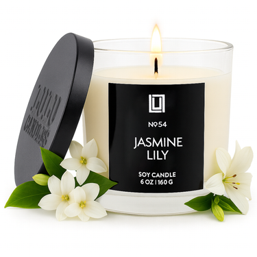 Jasmine & Lily | Luxury Scented Candle | 6 Oz. with Black Lid