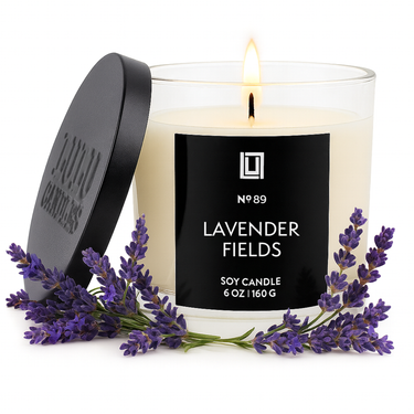 Lavender Fields | Luxury Scented Candle | 6 Oz. with Black Lid