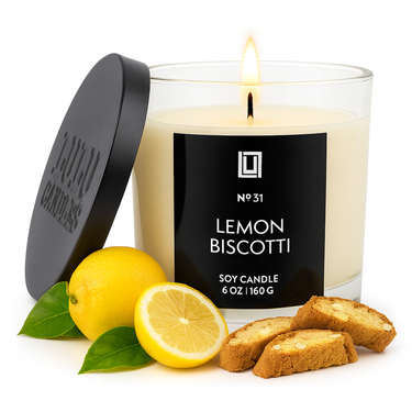 Lemon Biscotti | Luxury Scented Candle | 6 Oz. with Black Lid