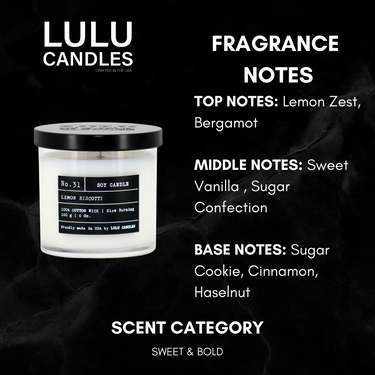 Lemon Biscotti | Luxury Scented Candle | 6 Oz. with Black Lid