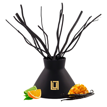No. 3 Maui | Island Mango, Sicilian Citrus, Vanilla | Luxury Reed Diffuser Set | 10 FL Oz. Capacity Matte Black Glass with 1 (4.2 Oz.) Diffuser Oil