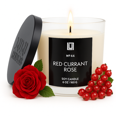 Red Currant & Rose (Pomegranate & Musk Noir) | Luxury Scented Candle | 6 Oz. with Black Lid