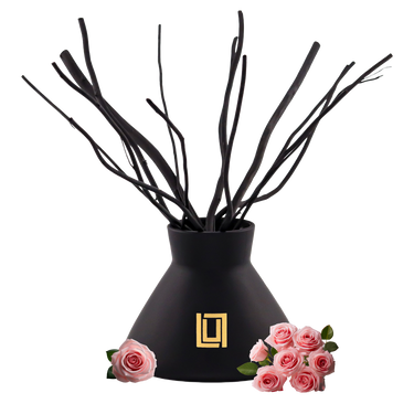 No. 2 Rosa | Rose Petals, Rose Cuttings, Rose Water | Luxury Reed Diffuser Set | 10 FL Oz. Capacity Matte Black Glass with 1 (4.2 Oz.) Diffuser Oil