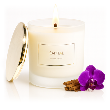 Santal | 9 Oz. Frosted Jar Candle w/ Gold Lid