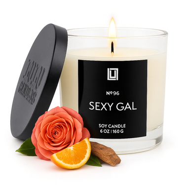 Sexy Gal - Sandalwood Rose | Luxury Scented Candle | 6 Oz. with Black Lid