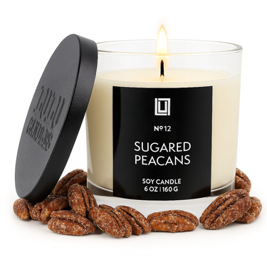 Sugared Pecans | Luxury Scented Candle | 6 Oz. with Black Lid
