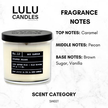 Sugared Pecans | Luxury Scented Candle | 6 Oz. with Black Lid