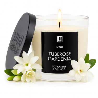 Tuberose & Gardenia | Luxury Scented Candle | 6 Oz. with Black Lid
