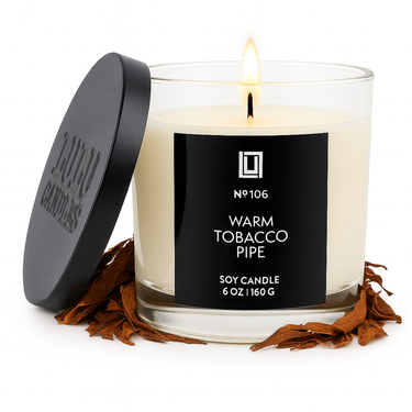 Warm Tobacco Pipe | Luxury Scented Candle | 6 Oz. with Black Lid