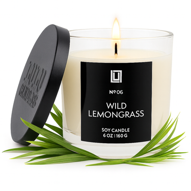 Wild Lemongrass | Luxury Scented Candle | 6 Oz. with Black Lid