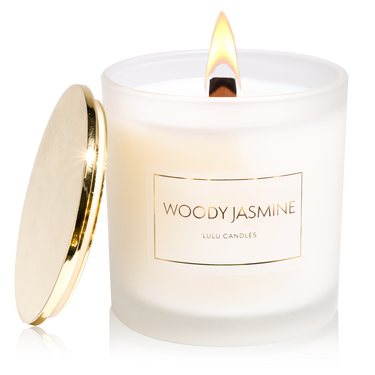 Woody Jasmine | 9 Oz. Frosted Jar Candle w/ Gold Lid
